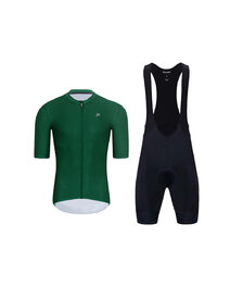 HOLOKOLO Krótka koszulka kolarska i spodenki - AEROLITE - czarny/zielony